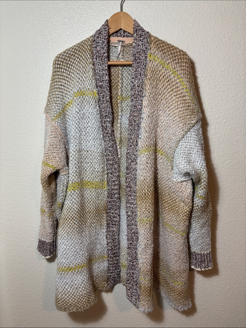Free People Daydreamer Cardigan Size Small Neutral Yellow Accents Oversize